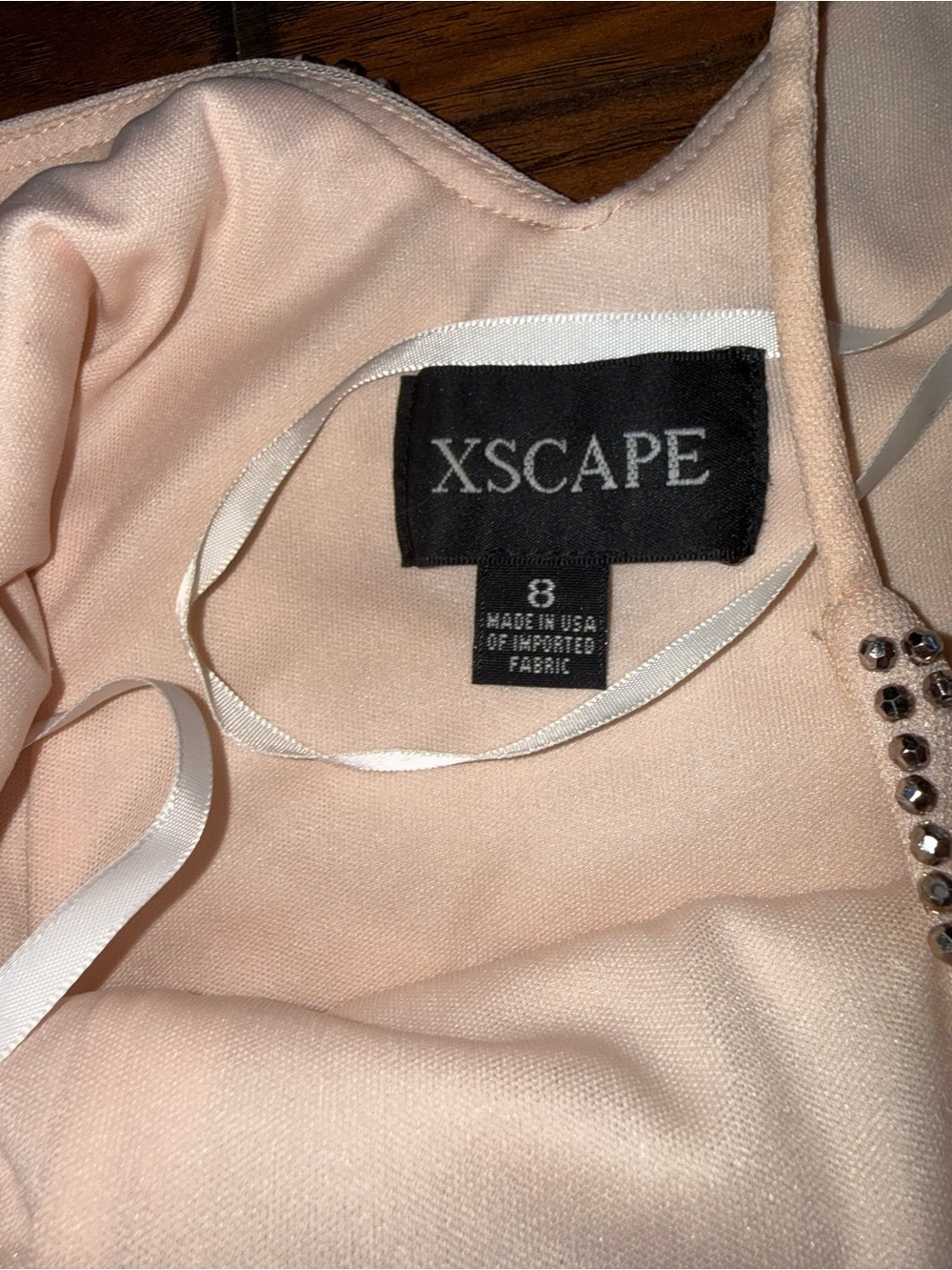 Xscape Blush Pink Beaded Mermaid Gown Formal Prom Evening Dress Size 8 - Picture 14 of 17